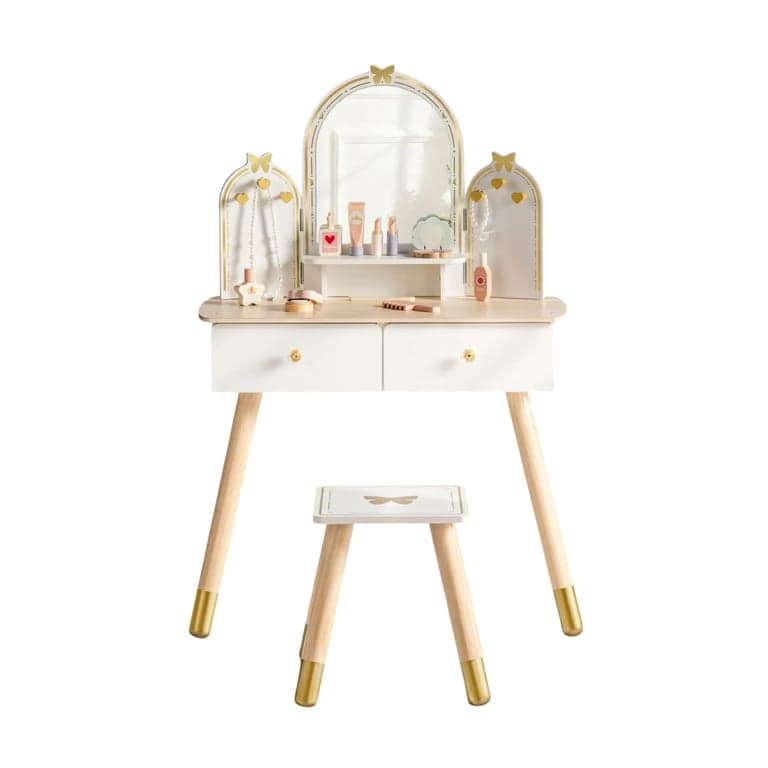 Robud Vanity Table Set White Gold Butterfly