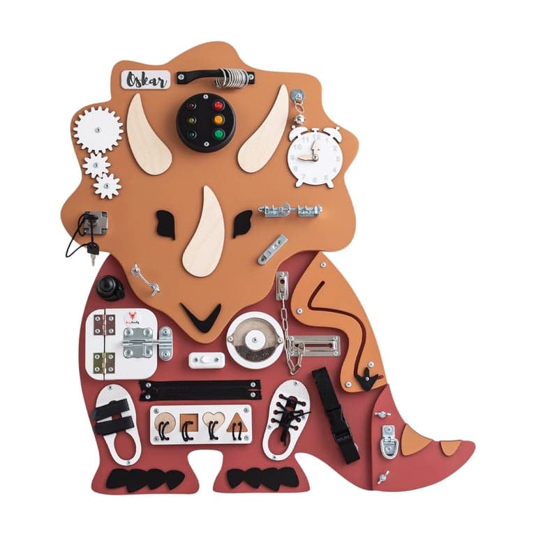 Foxy Family Busy Board Iwo the Dino With Name and Stand