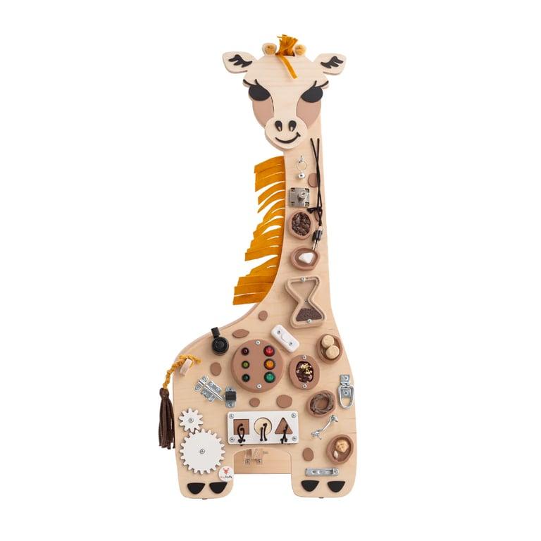 Montessori Foxy Family Busy Board Giraffe With Name With Stand