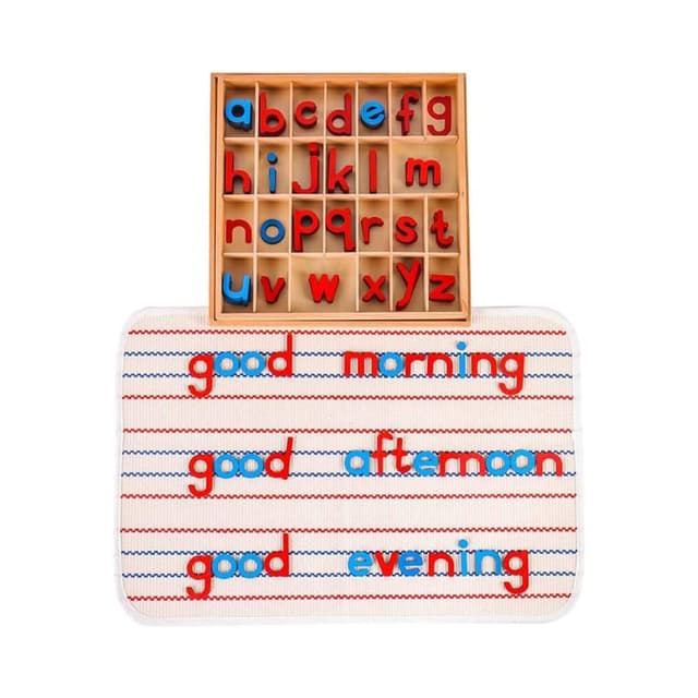Kghios Montessori Wooden Small Movable Alphabet With Box and Large Mat