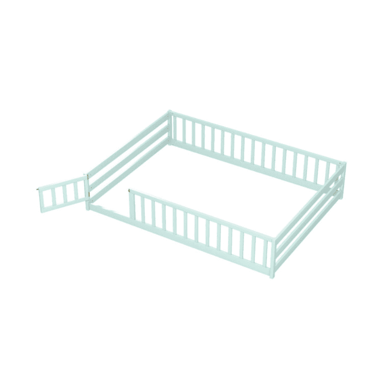 Costway Full Size Floor Bed With Rails Light Green