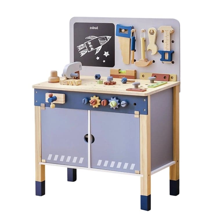 Robud Wooden Toy Workbench Misty Blue
