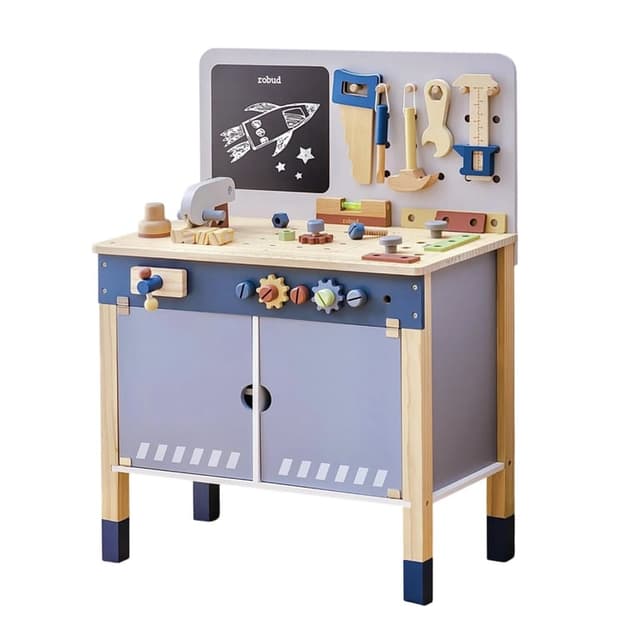 Robud Wooden Toy Workbench Misty Blue