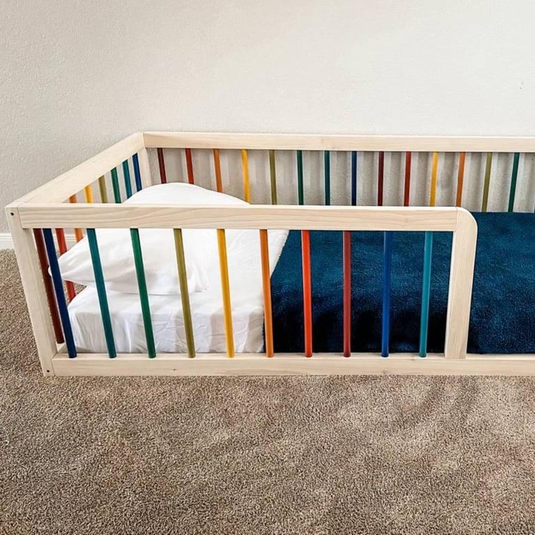 Montessori Simpy Sori Floor Bed With Rails and Slats Earth Tone Queen Size