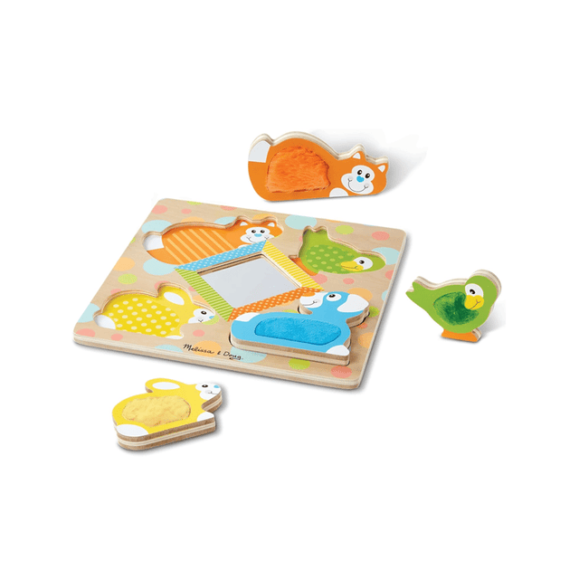 Melissa & Doug Wooden Puzzle Peek-a-Boo Pets With Mirror