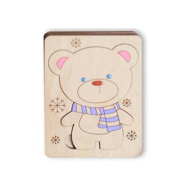 Montessori REU ODEAStoys Wooden Multi-Layer Puzzle Bears