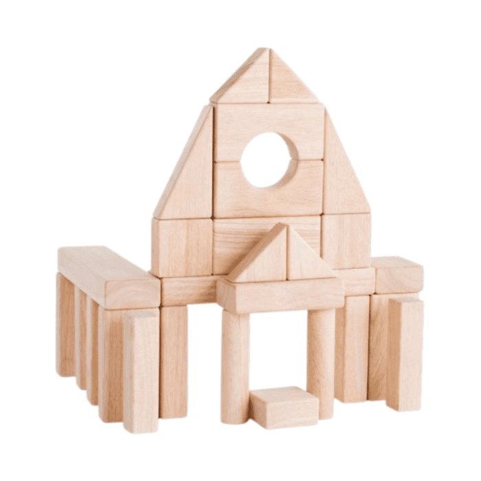 Guidecraft 56-Piece Montessori Wooden Unit Blocks Set
