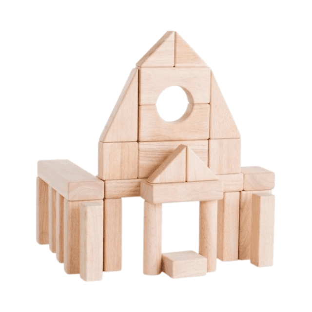 Guidecraft 56-Piece Montessori Wooden Unit Blocks Set