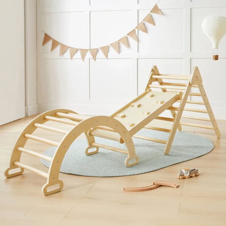 Tiny Land Pikler Triangle 7-in-1 Natural Climbing Set