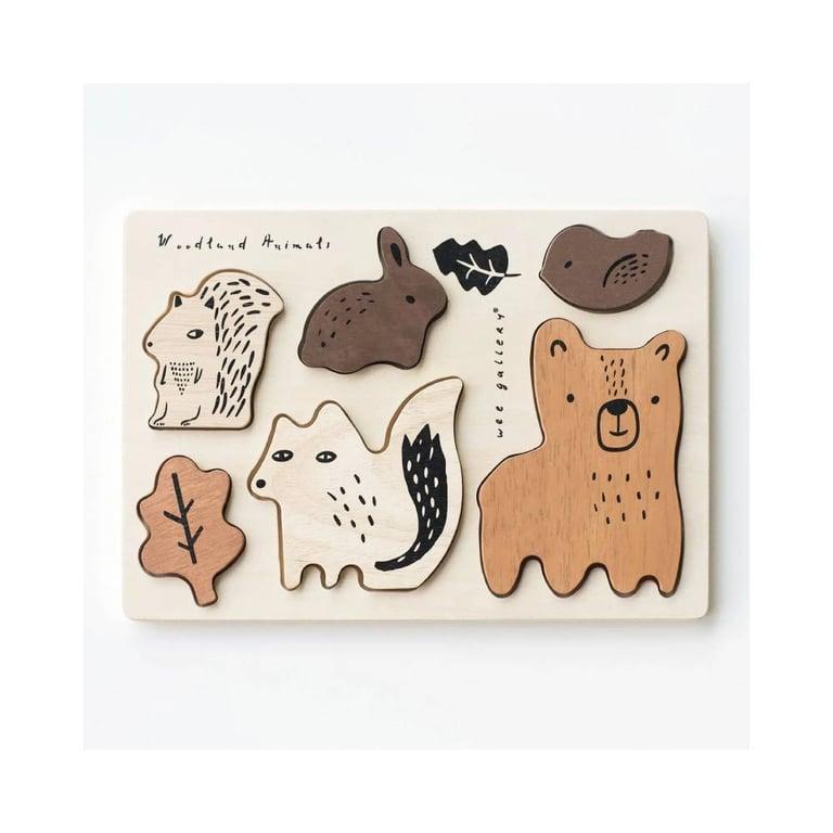 Montessori Wee Gallery Wooden Tray Puzzle Woodland Animals