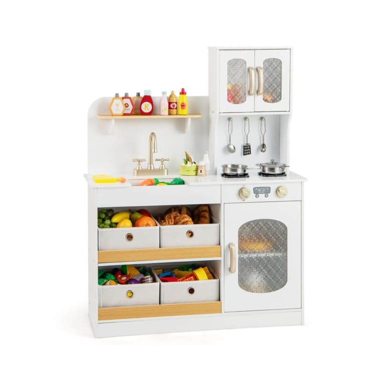 Costway Kitchen Playset With 4 Fabric Drawers