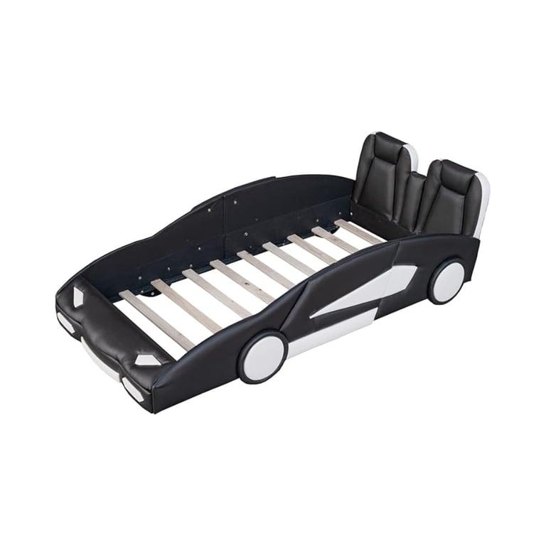 Montessori Harper & Bright Designs Twin Size Car-Shaped Platform Bed With Wheels Black