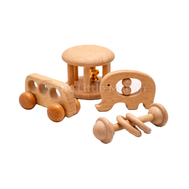 The Little Marvin Montessori Baby Rattles Bus-Elephant