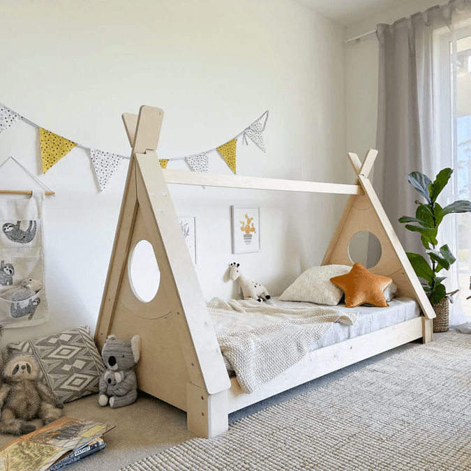 Montessori Magic of Wood Teepee Canopy Floor Bed Single