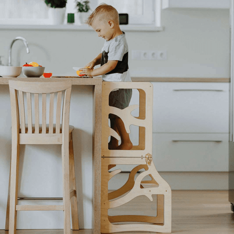 Weco 3 in 1 Tree Design Kitchen Tower With Step Stool Clear
