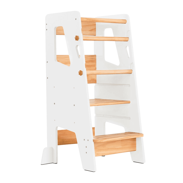 Montessori Ocodile Toddler Tower With Safety Feet Snow White