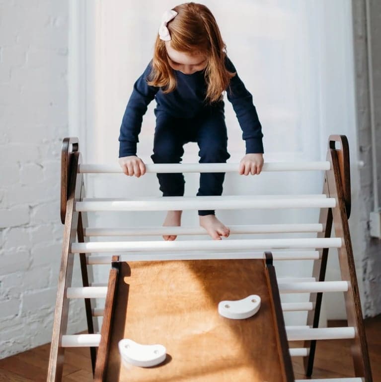 Epic Kidz Climbing Triangle With Reversible Ramp Large White & Walnut