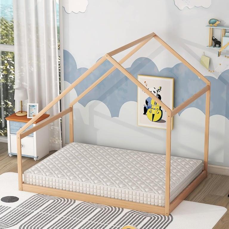 Montessori Merax Full Size Bed Frames With Roof Natural