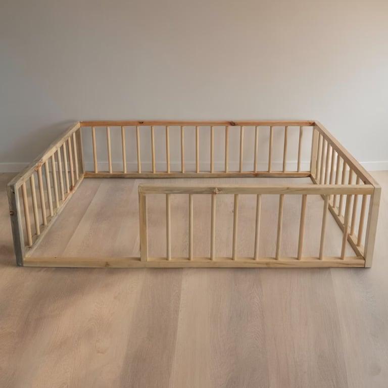 Montessori YK Kids Floor Bed With Rectangular Rails Queen Size