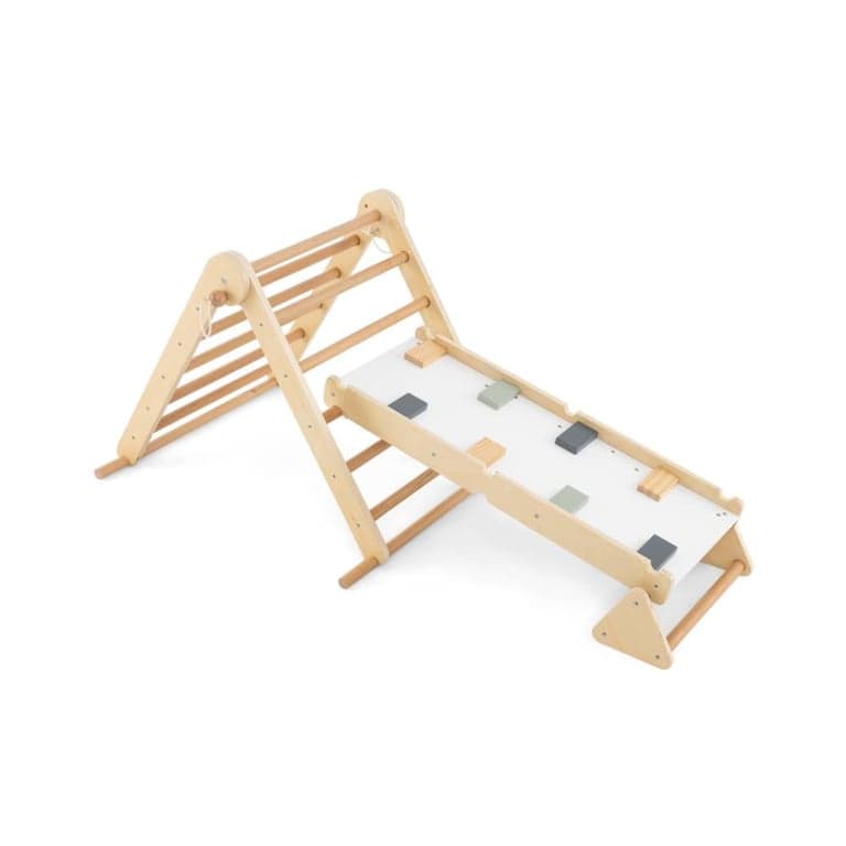 Costway 3-in-1 Pikler Foldable and Adjustable Triangle Set Natural