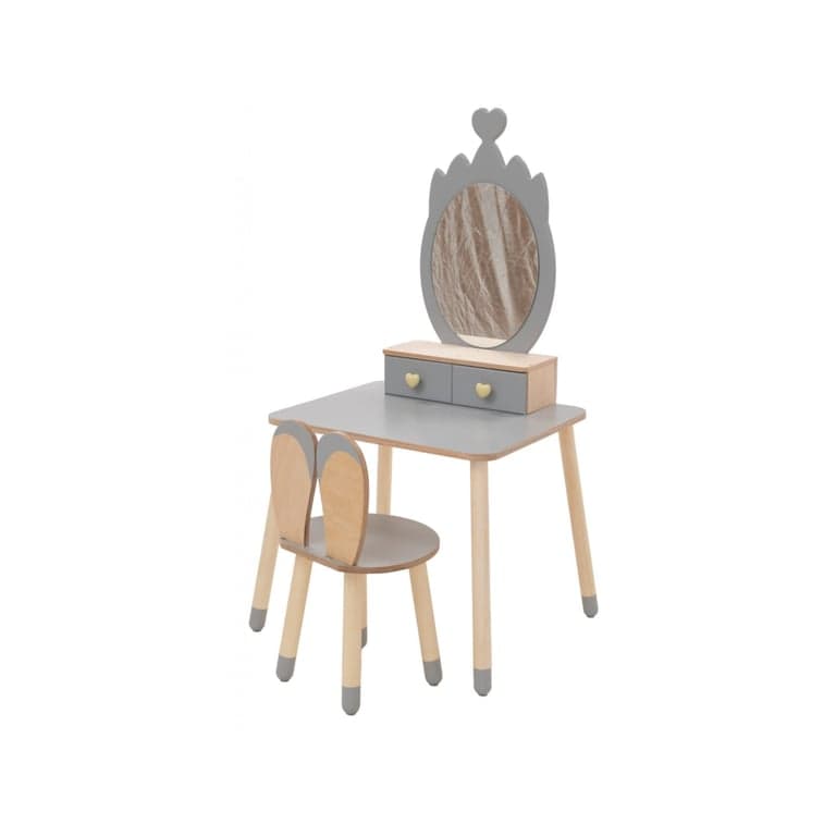 Family SCL Princess Beauty Table With Gray Crown Mirror