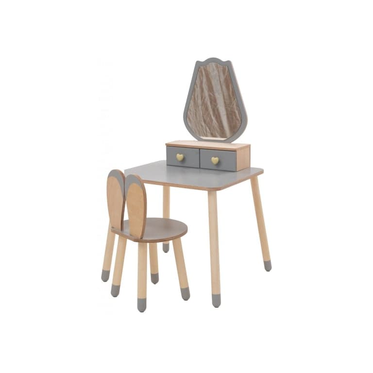 Family SCL Princess Vanity Table With Grey Tulip Mirror