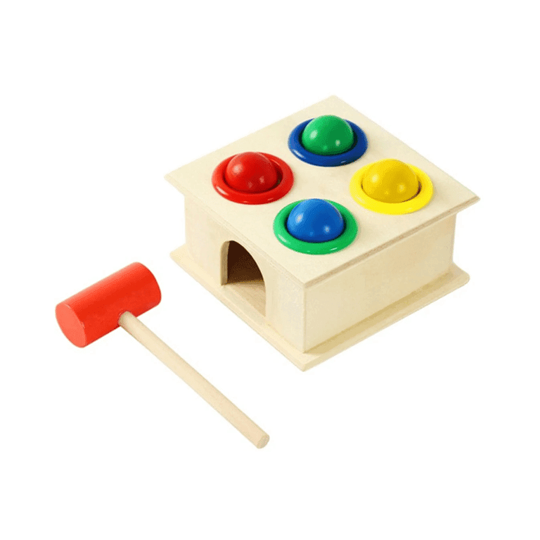 Montessori Wood Toy France Wooden Hammer and 4 Balls Game Set