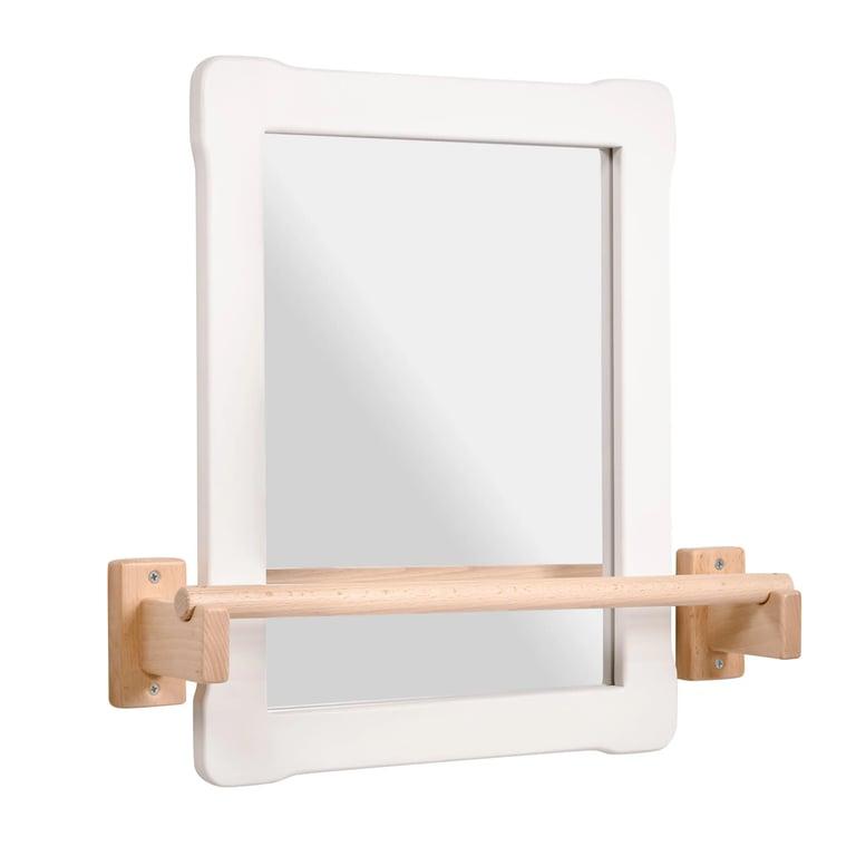 Montessori Woodjoy Small Mirror With Short Pull-Up Bar White