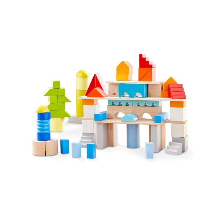 HABA Colored Wooden Building Blocks 85 Pieces