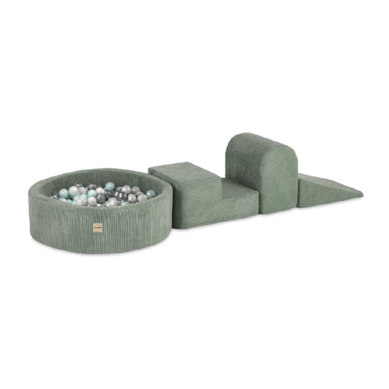 Plush Nest 3 Pieces Corduroy Soft Play Set With Dry Pool Green