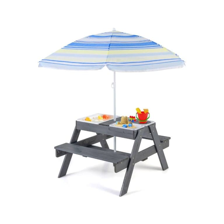 Costway Picnic Table Set With 3 Removable Bins