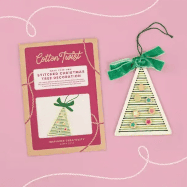 Cotton Twist Stitched Christmas Tree Decoration Set