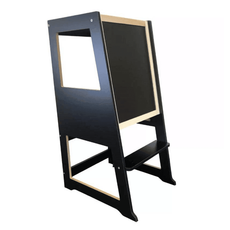 Little Risers Adjustable Toddler Chef Stool With Removable Blackboard Black