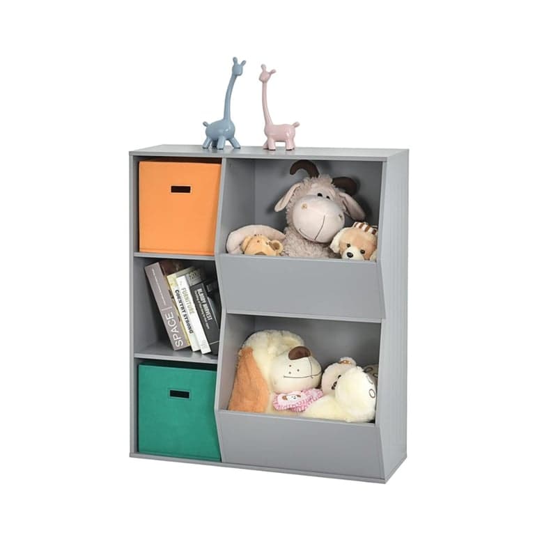 HONEY JOY 5 Cubbies Toy Storage Organizer Gray