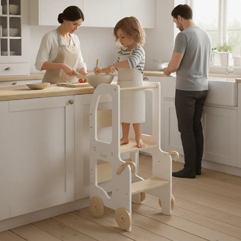 Family SCL Trolley Toddler Tower White/Natural