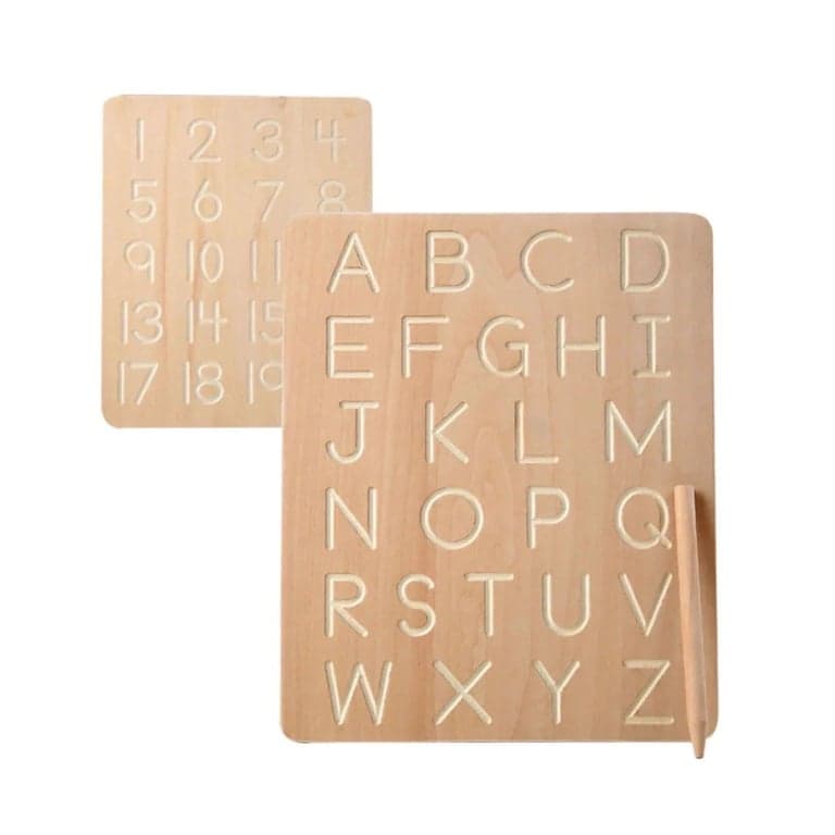 Green Walnut Alphabet and Number Tracing Board