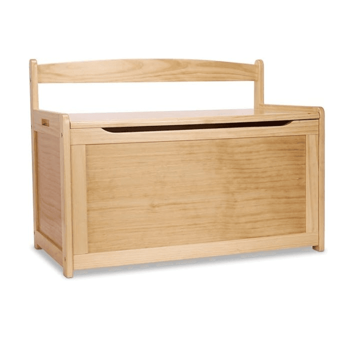 Montessori Melissa & Doug Wooden Toy Box Storage Bench Blonde