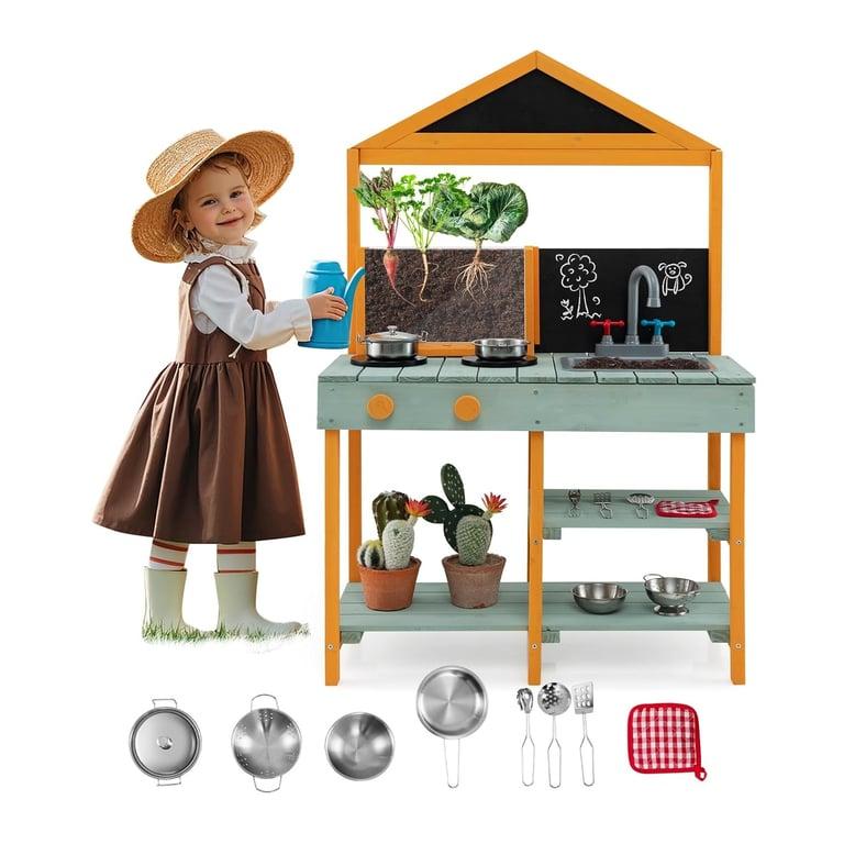 Montessori Honey Joy Mud Kitchen With Root Viewer Planter