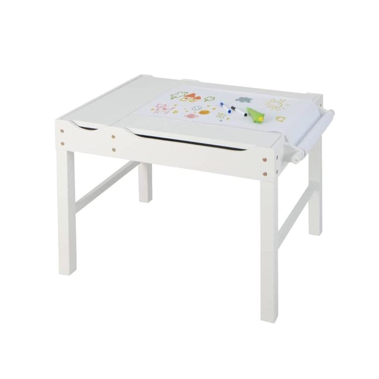 Costway Activity Table Building Blocks and Drawing With Storage Paper Roll White