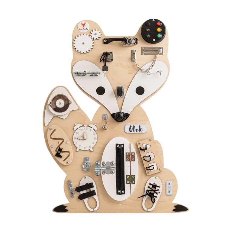 Foxy Family Busy Board Stefan the Fox With Name and Stand