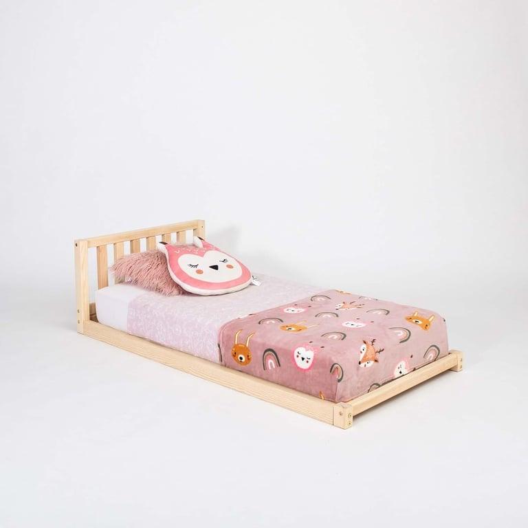 Montessori Sweet Home From Wood Wooden Floor Bed With Headboard Double Pine Wood