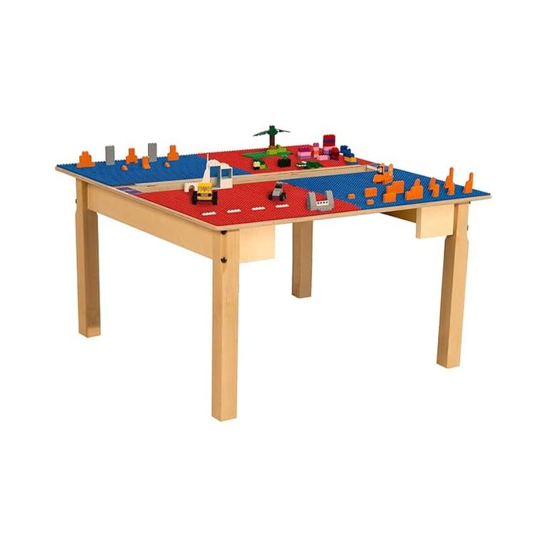 Montessori Contender Time-2-Play Birch Plywood Kids Activity Table 18-Inch Legs Red and Blue