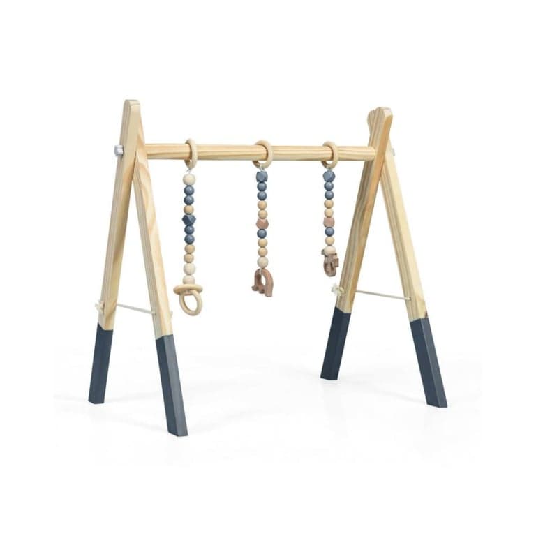 Costway Wooden Baby Play Center With 3 Hanging Toys Gray