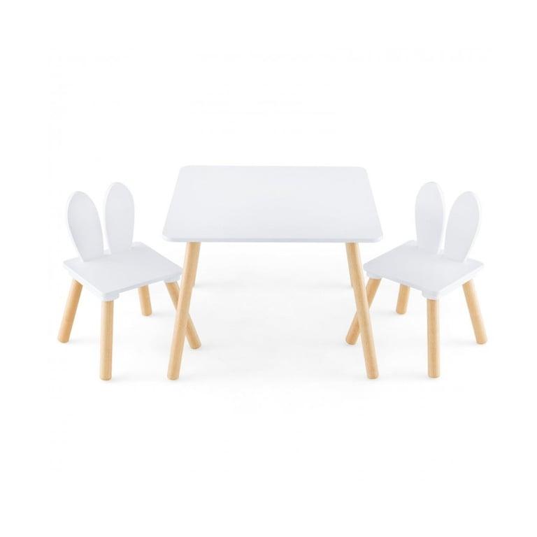 Montessori Costway 3 Pieces Kids Table and Chairs Set White