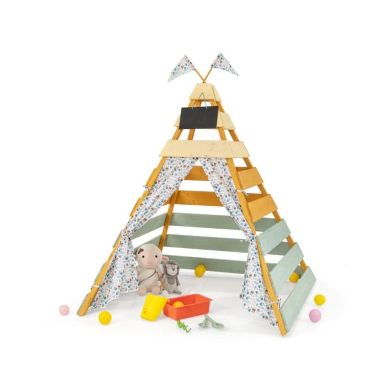 Costway Triangle Hideaway Playhouse With Removable Chalkboard