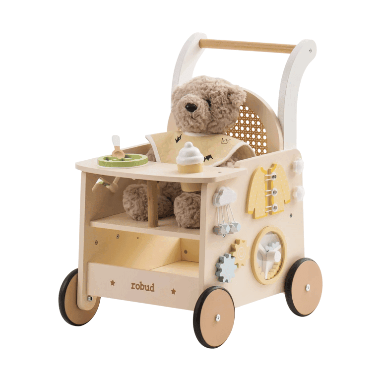 Robud Wooden Baby Push Walker Rattan