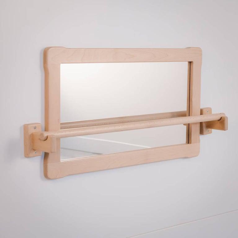 Montessori Woodjoy Montessori Big Mirror With Long Wooden Pull-Up Bar Natural