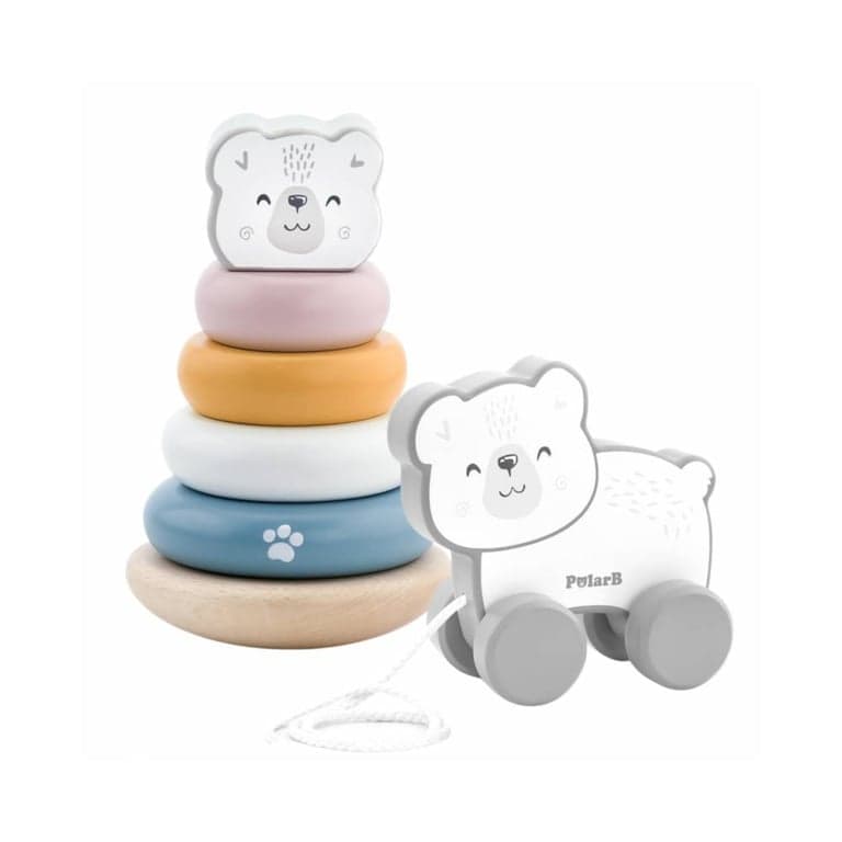 PolarB Ring Stacker With Pull Along Toy Polar Bear