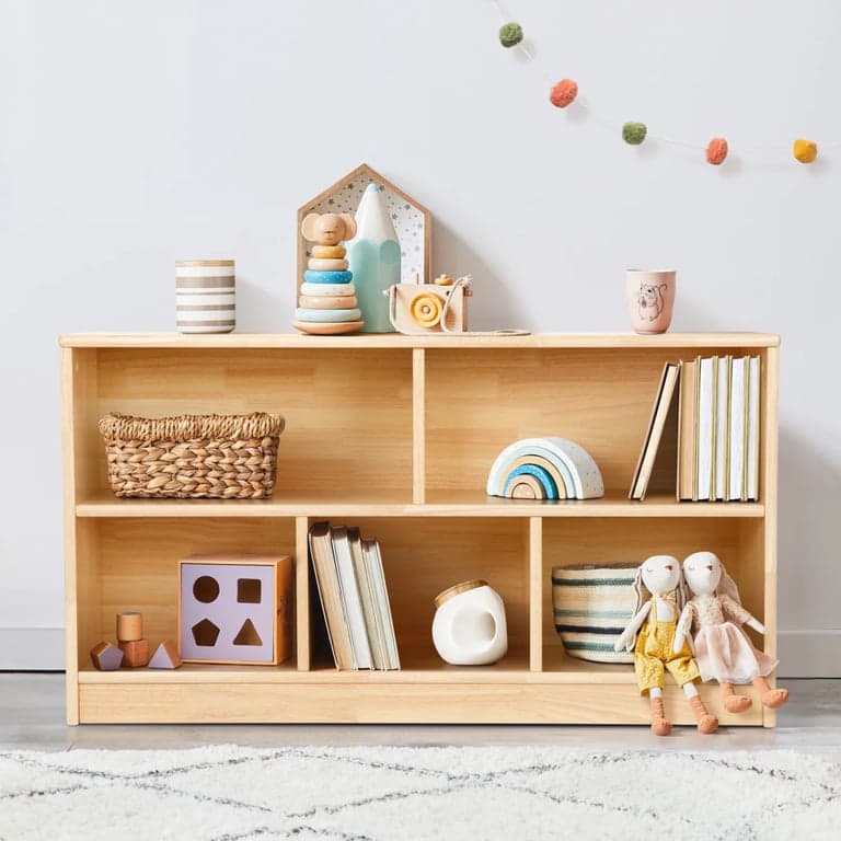 OOOK 5-Compartment Montessori Shelf Rubber Wood