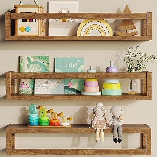 Montessori TidyCorner Wall Shelves Walnut Brown